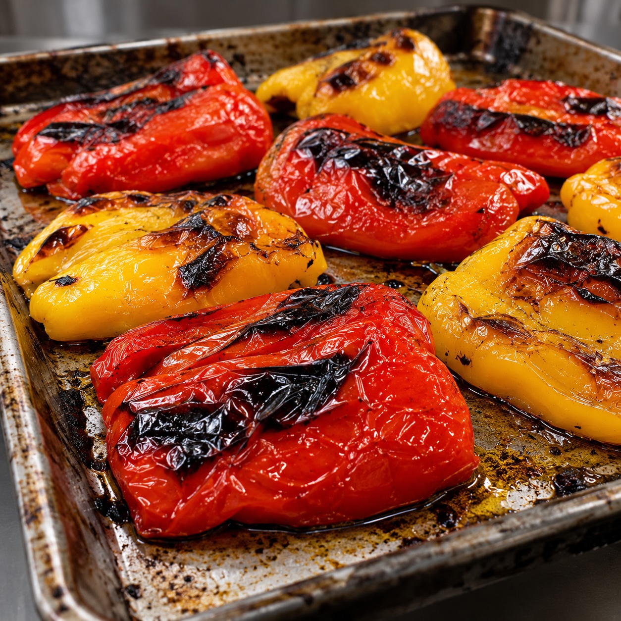 Gerösteter Paprika vor dem Häuten